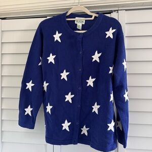 Quacker Factory Cardigan in Blue with White Stars